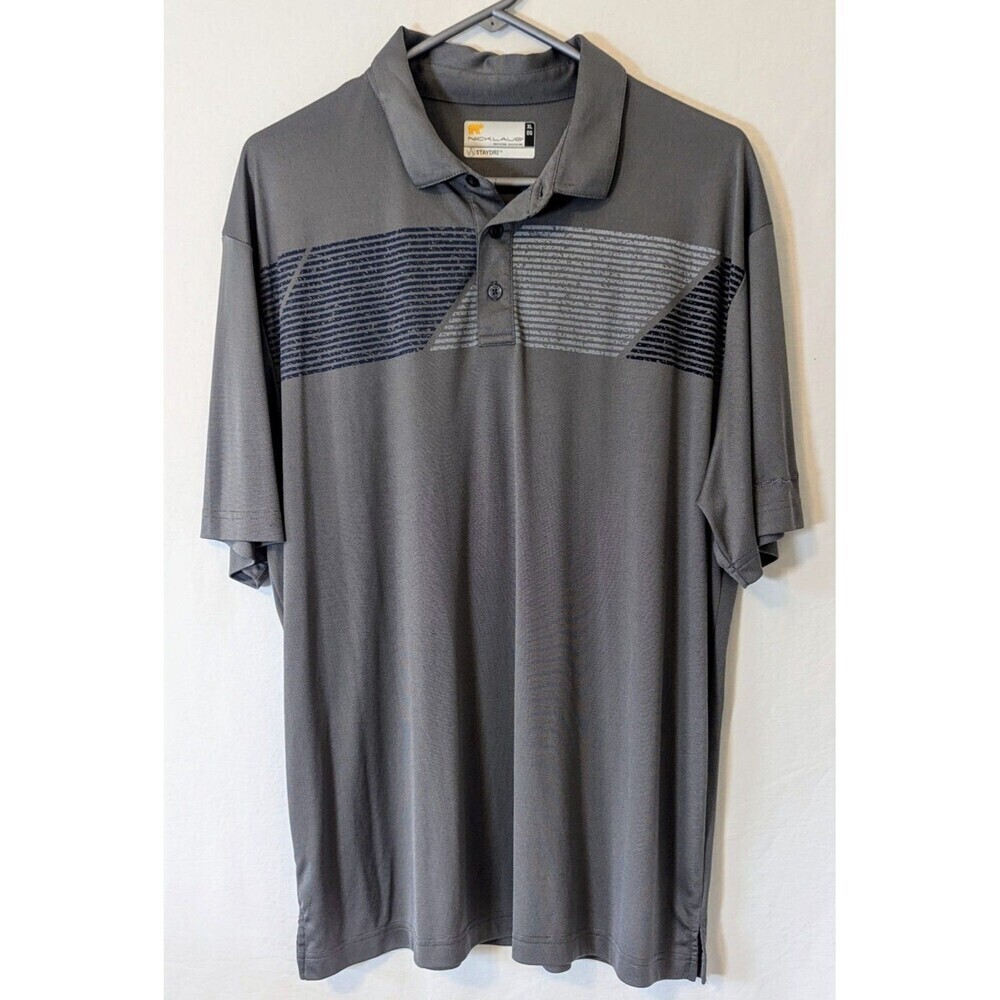 Jack Nicklaus Men's Short Sleeve Gray Polo StayDri Golf Shirt Size XL